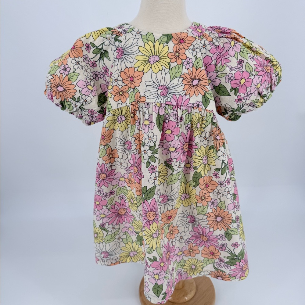 Zara Toddler Girl Floral Puff Sleeve Dress Size 2–3Y Cottagecore Spring